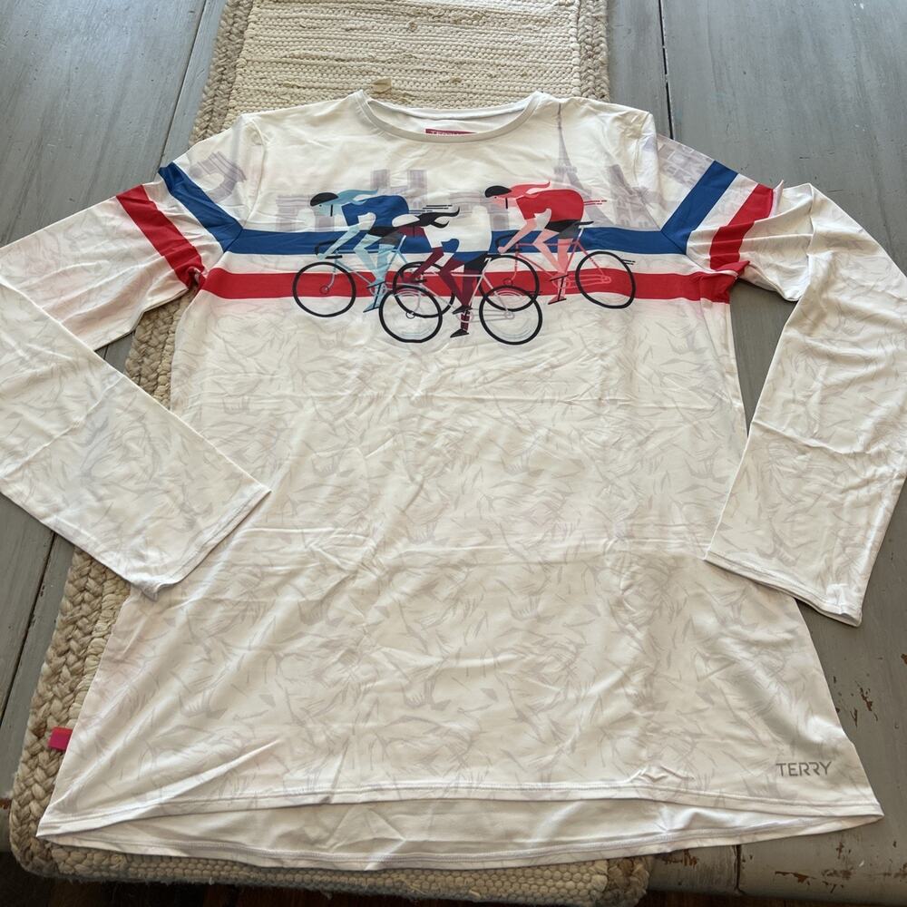 Terry Precision Soleil Flow White Red Blue TDF Cycling Shirt Women's Sz XXL